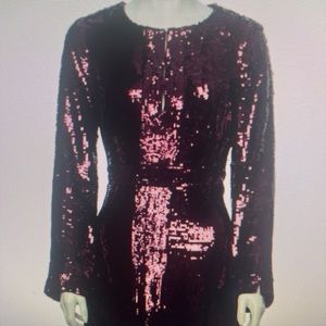 Tory Burch Bordeaux- Aurelia  Sequin Long Sleeve Dress- size 6